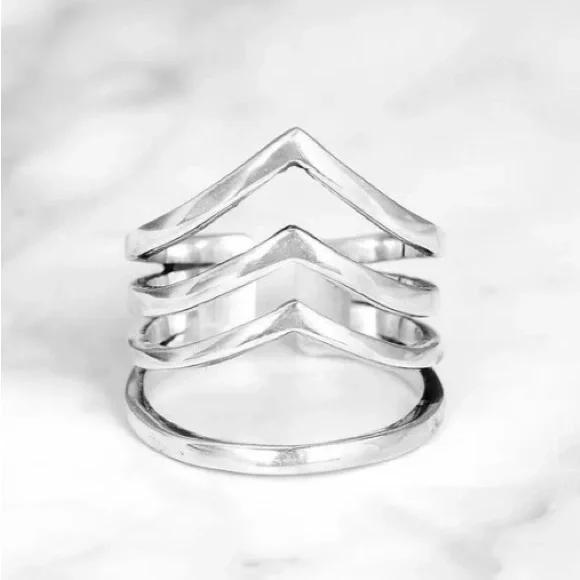 925 Sterling Silver Adjustable Triple Chevron Thumb/Index/POWAH WonderWo… - Picture 2 of 15